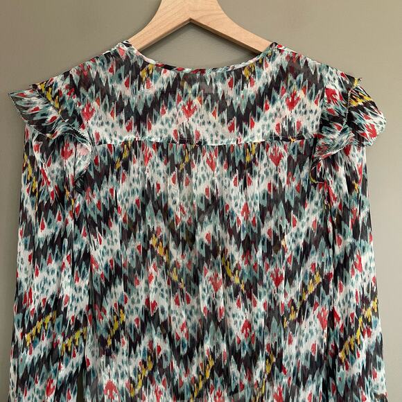 ISABEL MARANT ÉTOILE Enna Silk Chiffon Asymmetrical Dress Size XS White Black - Picture 13 of 16